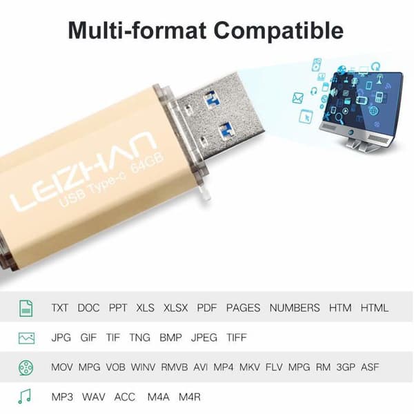 USB-minne - Leizhan - Typ C - 64 Go - USB 3.0 - OTG för Android-smartphones