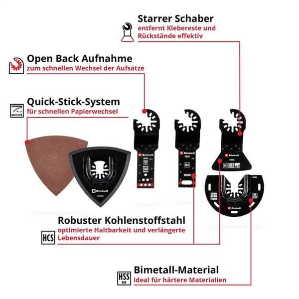 Einhell kit 17 delar HCS/BIM PTFE blad för multifunktionsverktyg