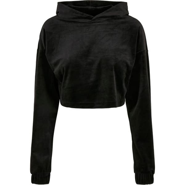 Huvtröja - URBAN CLASSICS - Dam - Sammet - Svart - Oversized