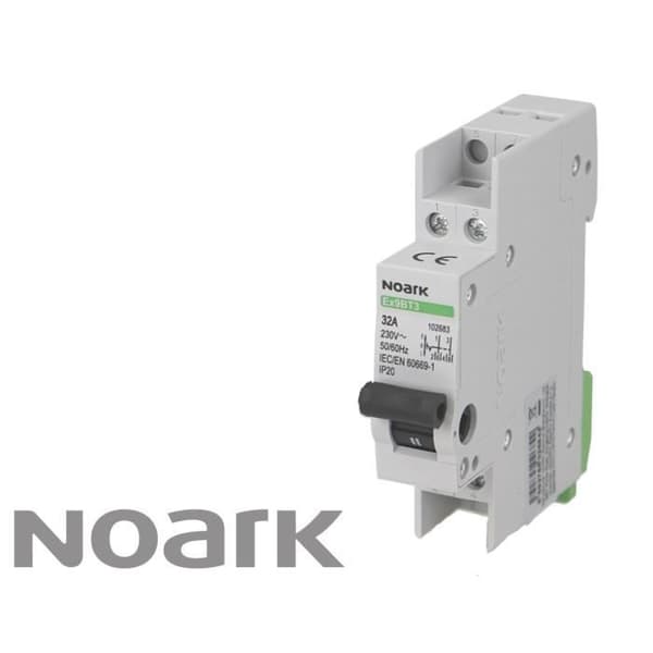 Källomkopplare - NOARK - Enfas 32A - Vit - 40A - 800W