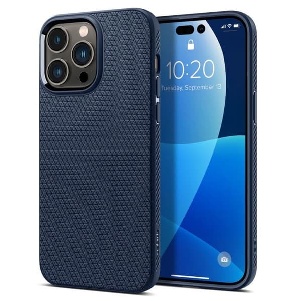 Telefonfodral - Spigen - Liquid Air - iPhone 14 Pro - Mörkblå - Flexibel