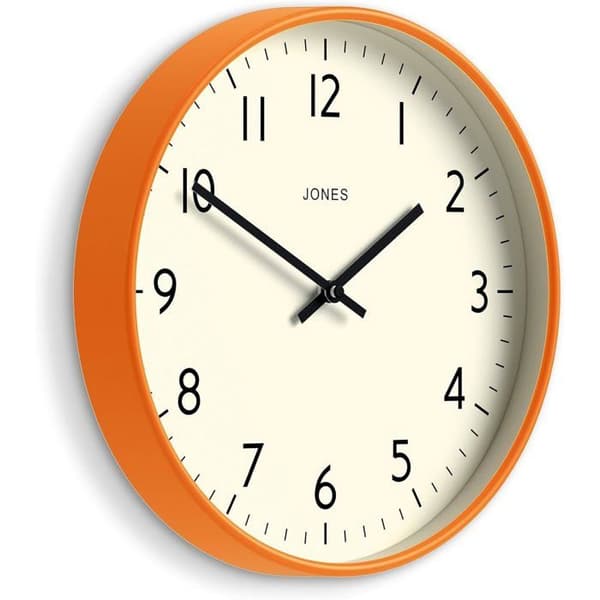 JONES CLOCKS Studio Väggklocka 30 cm orange - modern design, läsbara siffror