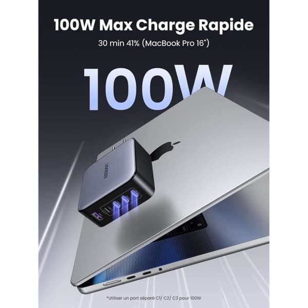 USB-C väggladdare 5 portar - UGREEN - Nexode - 100W - GaNInfinity - Snabbladdning