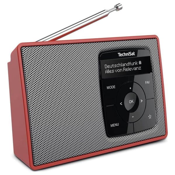 TechniSat DIGITRADIO 2 Bordsradio DAB+, FM DAB+, FM, Bluetooth-larmfunktion röd-silver