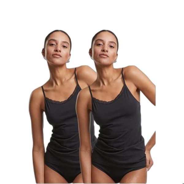 Urban Classics Basic damtopp i bomull och spets (x2)