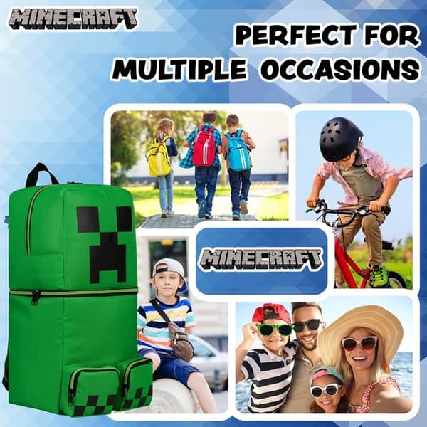 Ryggsäck - Minecraft - MNCT-136 - 3D - Polyester - Grön