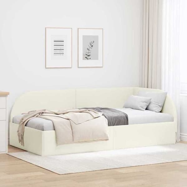 vidaXL Hörnsängram Creme 80 x 200 cm Sammet 42016633
