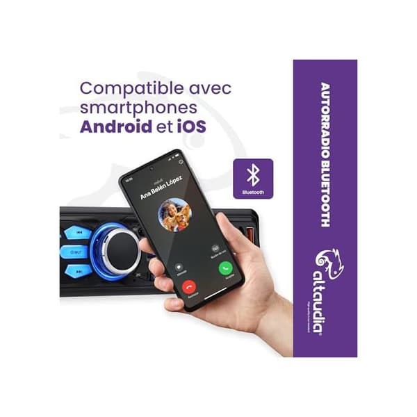 Bilstereo - Altaudia - 1 DIN - Bluetooth 5.0 - 4x45W - Fjärrkontroll