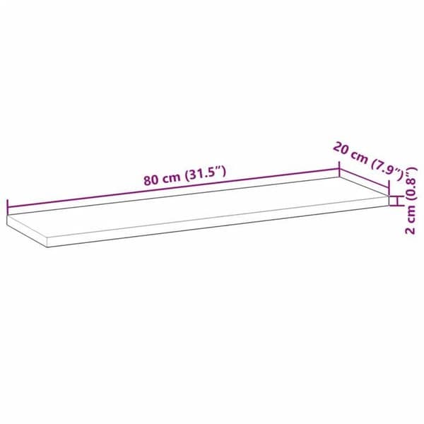 vidaXL Bordsskiva 80x20x2 cm rektangulär massiv akaciaträ 4008732