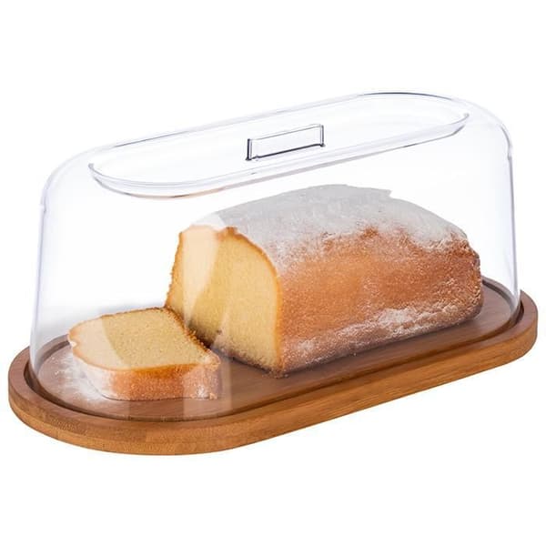 APS 826 Bricka med lock, bambu, plastöverdrag (28 x 14 x 11,5 cm) - Ostöverdrag, ostbricka