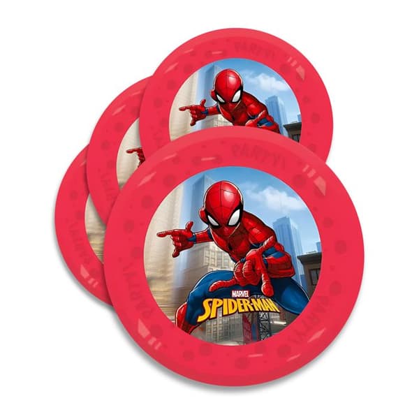 4 Återanvändbara Spiderman-tallrikar 21 cm