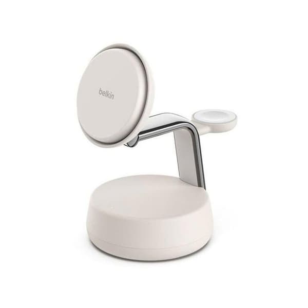 Belkin 3-i-1 Qi2 mobilladdare, 25W, USB-C-kabel och nätadapter ingår, sable