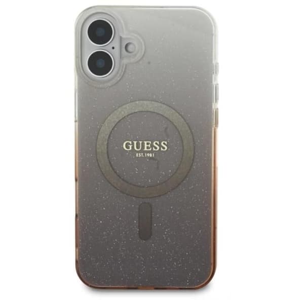 Coque Guess IML Glitter Gradient MagSafe för iPhone 16 (brun)