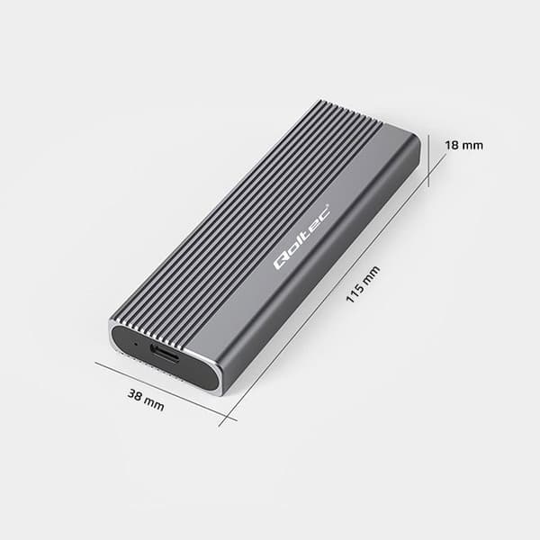 Fickfodral - Qoltec - 52267 - USB-C - 2 To - Super snabbhet 6 Gb/s - Grå