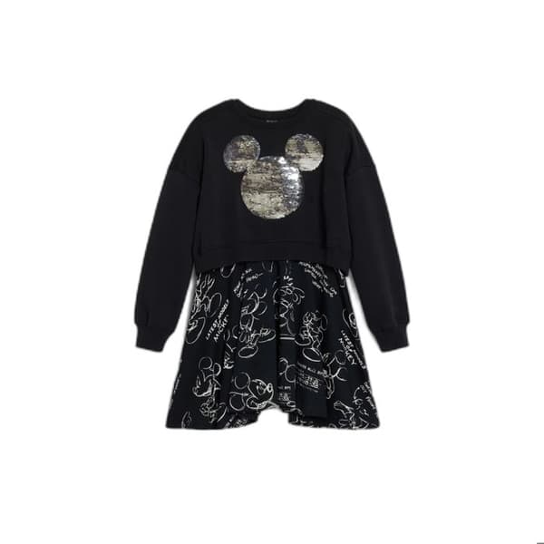 Klänning flicka Desigual Mickey Paljetter - svart