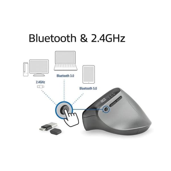 ACT trådlös ergonomisk mus med Bluetooth och USB-C / USB-A