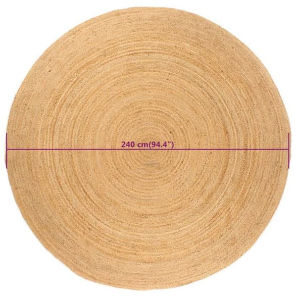 vidaXL Flätad jutematta 240 cm Rund 343586