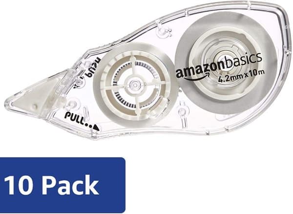 Basics Corrector Eraser - 50737 - Amazon Correction Tapes - 4,2 mm x 10 m, paket med 10