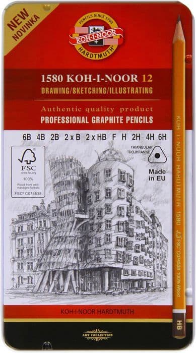KOH-I-NOOR Triangulära grafitkritor 6B–6H - 12-pack