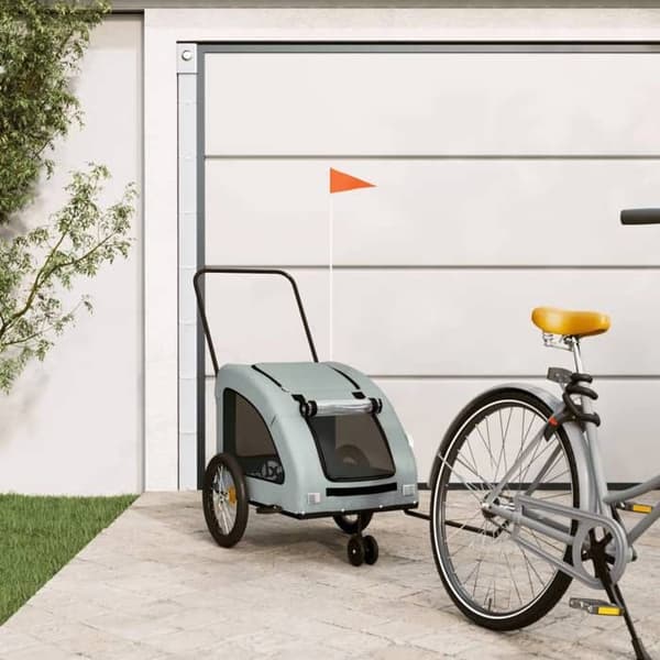 vidaXL Cykelvagn för husdjur grå 93986