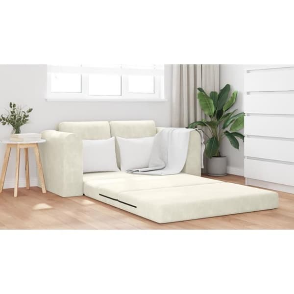 Sängsoffa på golvet 2 i 1 Kräm 148x71x83 cm Sammet