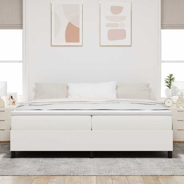 vidaXL Plattformssängram Kräm 200 x 200 cm 3337429