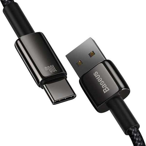 USB-C-kabel - BASEUS - Tungsten Gold - 100W - 2M - Svart