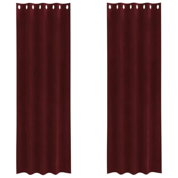 Mörkläggande gardiner - 2 st - Vinröd - Öljett - Polyester - Samtida design
