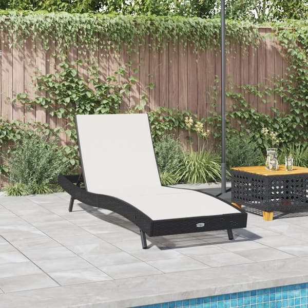 Lång stol - Svart - Poly Rattan - Textilène - Justerbar