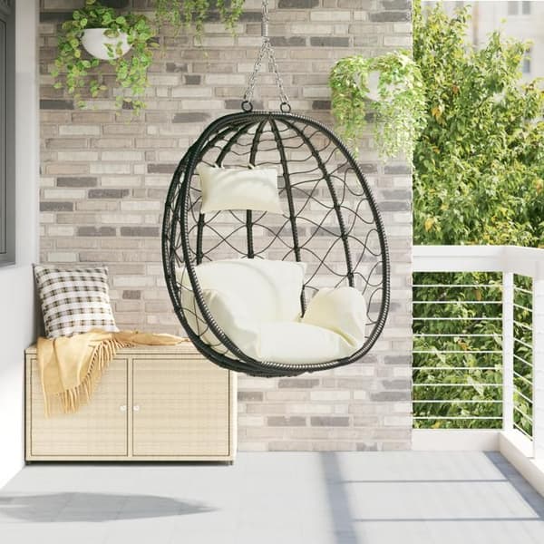 Hängande ägggunga utan stöd Vit kräm Rattan poly