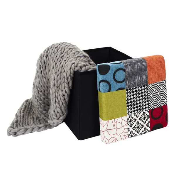 Kista Puff - Hem Deco Fabrik - Fällbar - Patchwork - Flerfärgad