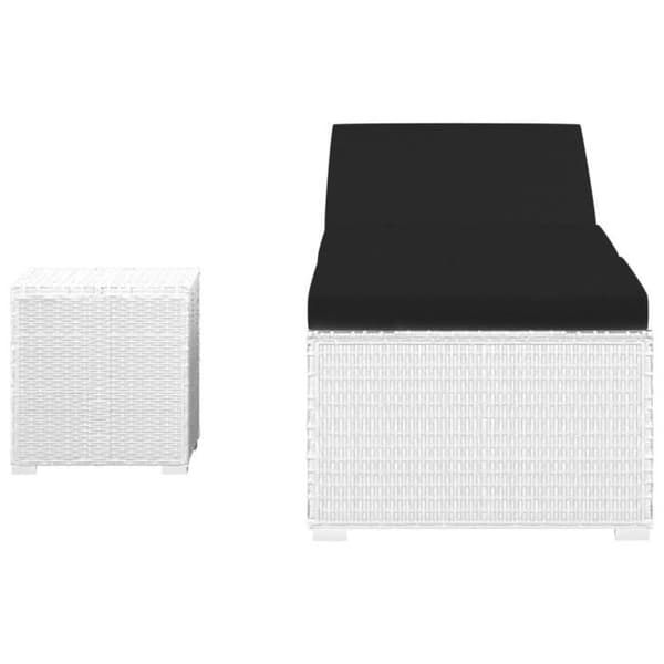 vidaXL Lounge Chair och Tea Bord Poly Rattan White
