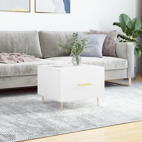 vidaXL Soffbord Vit 50x50x40 cm Konstruerat trä 829364