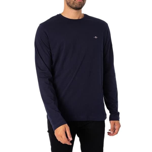 Normal Shield långärmad t-shirt - GANT - Herr - 100 % bomull - Blå
