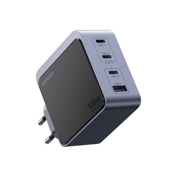 Snabbladdare - UGREEN - Nexode S - 100W - 4 USB-portar - GaN-teknik - Grå