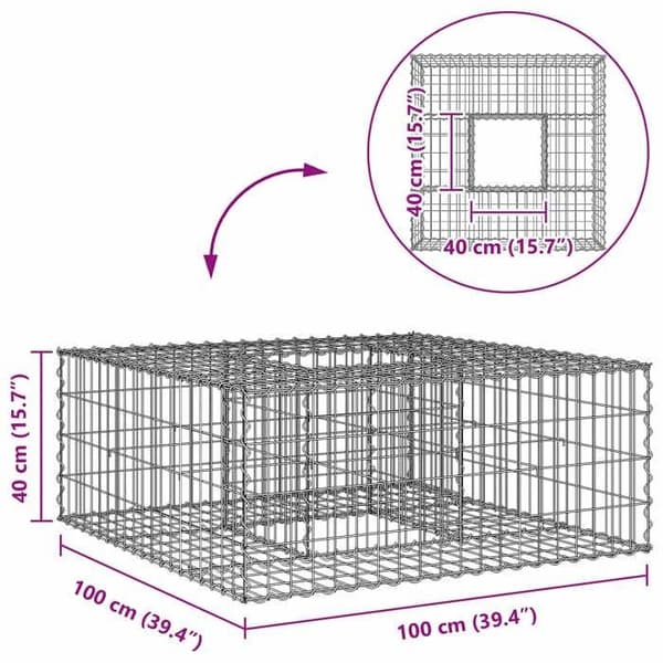 vidaXL Hög säng gabion Silver 42033319