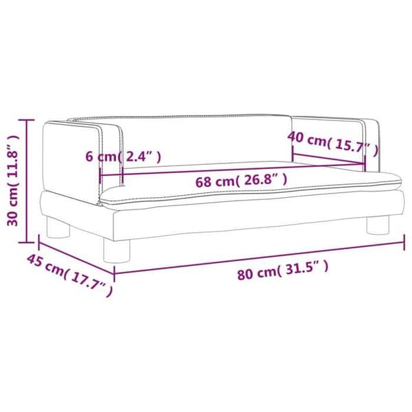 vidaXL Barnsoffa Mörkgrå 80x45x30 cm Sammet 3196307