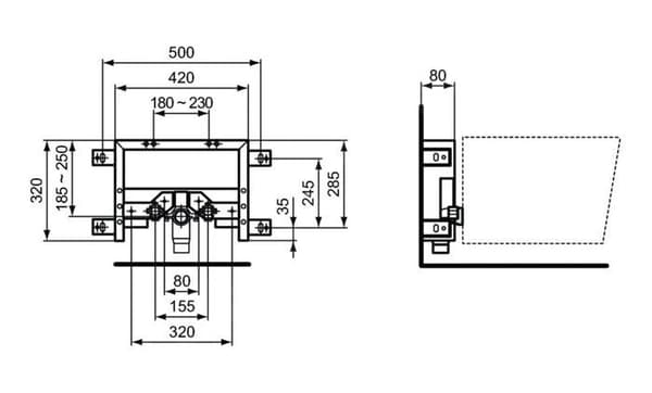 Ideal Standard ProSys Ytmonterad installation för vägghängd bidé R016567