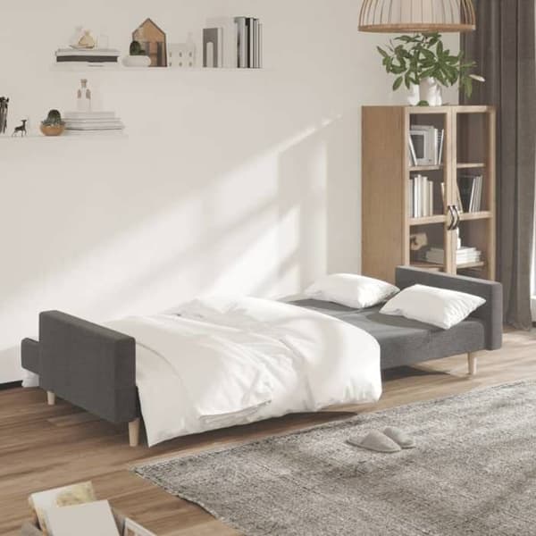 vidaXL 2-sits bäddsoffa ljusgrå tyg 375727