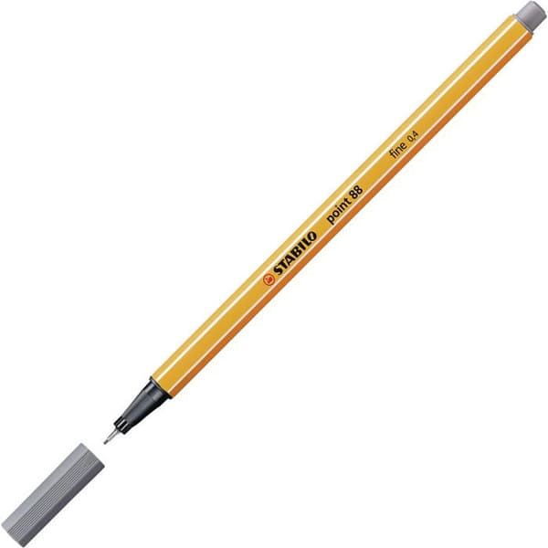 Feutre Fineliner - STABILO - Point 88 - 0,4 mm - Mörk Grå - Gummerad Spets