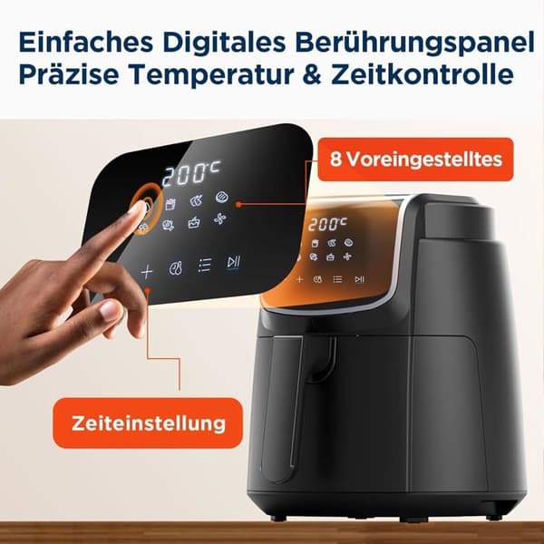 Luftfritös - Midea - 4L - 1500W - 8 program - Temperatur 35-200°C
