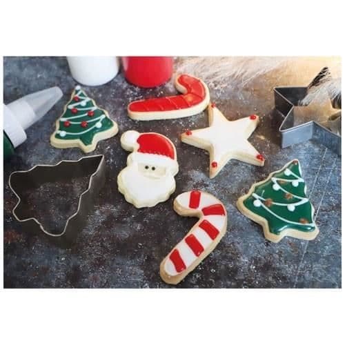 Lot 4 kakformar - SCRAPCOOKING - Jul (gran, julehode, stjerne og sukkerrør)