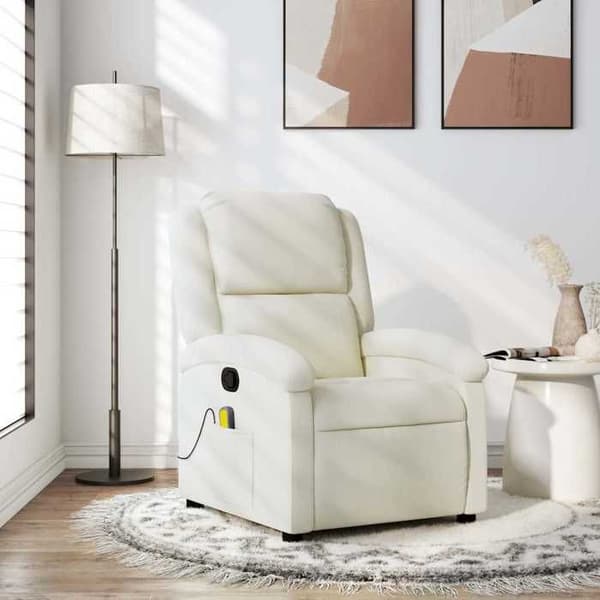 vidaXL Recliner Massagefåtölj i krämig sammet 371817