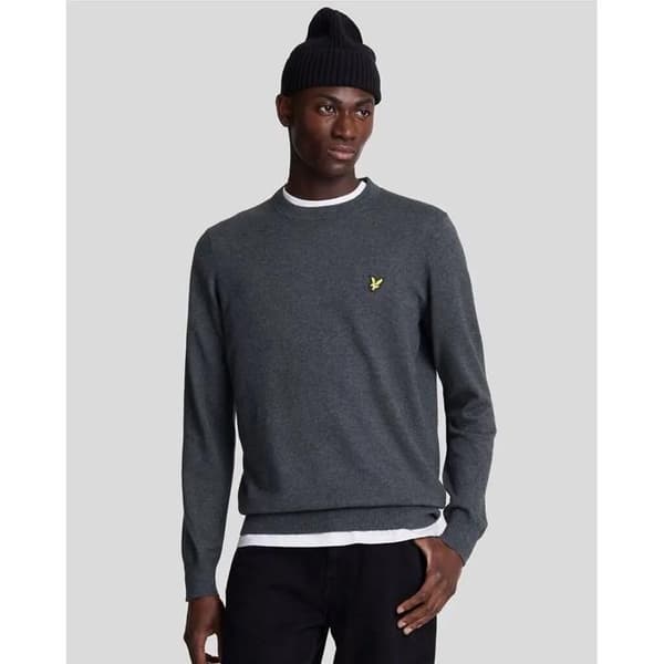Rundhalsad tröja i merinoull Lyle & Scott