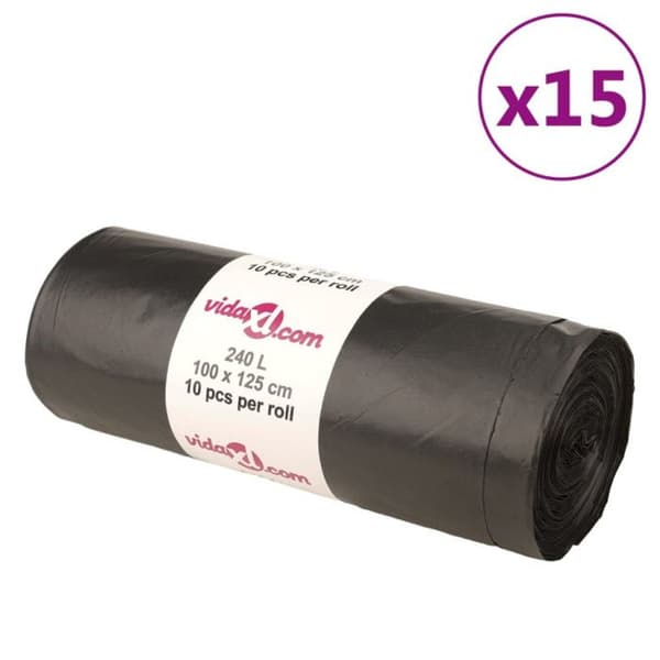 Soppåsar 150 st svart 240 L