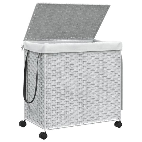 Tvättkorg - vidaXL - Vit - Rör - 3 fack - Fällbar design