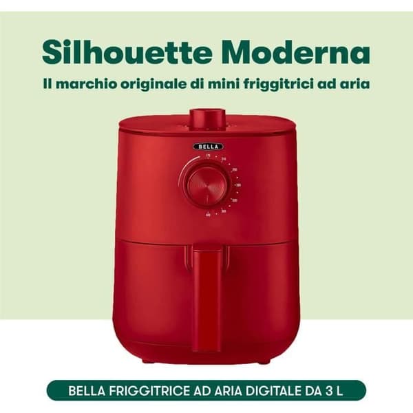 Luftfritös - BELLA - 3 L - Multifunktion 5-i-1 - 1400 Watt - Matt Röd