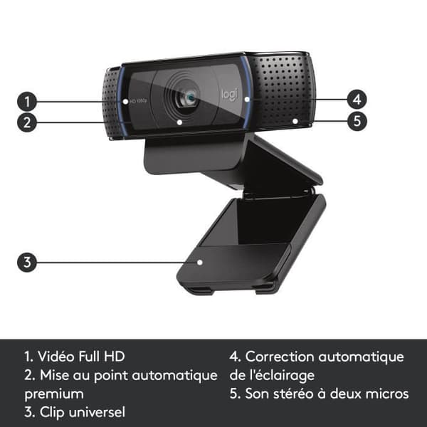 Webbkamera - Full HD 1080p - Logitech - C920 - Inbyggd mikrofon