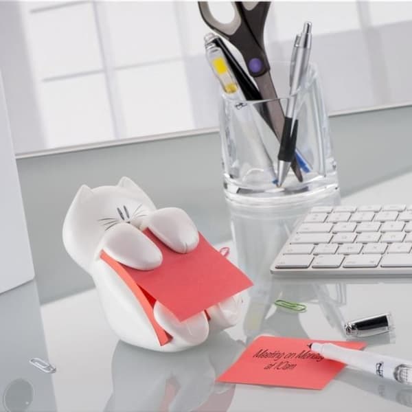Notesdispenser - POST-IT - Cat - 90 ark - 76x76 mm - Vallmoröd