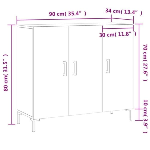 vidaXL Buffé eksonoma 90x34x80 cm ingenjörsträ 828111